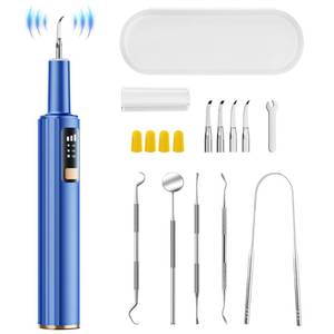 lot 18427 image: Plaque Remover for Teeth, Dental Tools, Teeth Cleaning Tools with 4 Replaceable Heads, 6-in-1 Dental Pick, LED Light, Waterproof, Rechargeable for Home & Travel Use