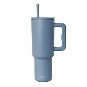 lot 18446 image: Simple Modern 40 oz Trek Tumbler with Handle and Straw Lid  Cup Holder Friendly Insulated Stainless Steel Travel Mug  Blue Dune