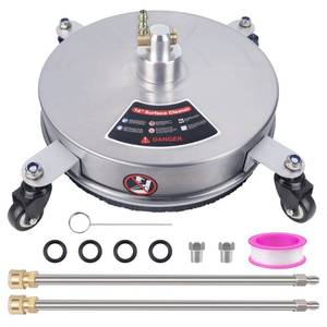 lot 19055 image: Biswing 14 Pressure Washer Surface Cleaner with 4 Wheels, Stainless Steel Power Washer Accessory for Driveways Sidewalks Patios Cleaning, 14 Quick Connector, 2 Extension Wand Attachments, 4000 PSI