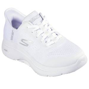 lot 19063 image: Skechers Womens Go Walk Arch Fit 2.0 Valencia Hands Free Slip-Ins Sneaker, White, 8 (Used)