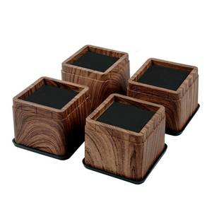 lot 19069 image: BTSD-home 3 Inch Wood Bed Risers Furniture Risers Bed Frame Lifters in Heights of 3 or 6 Inch Heavy Duty Set of 4 Square