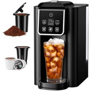 lot 19070 image: SHARDOR Single Serve Coffee Maker 2.0, Hot and Iced Coffee Machine for K Cup Pods & Ground Coffee, 6 to 14 oz Brew Sizes, 50 oz Removable Water Tank, Bold Brew Setting, Stainless Steel, Black