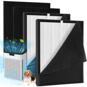 lot 19076 image: 2 Pack KJ190L Filter Replacement Compatible with MOOKA KJ190L Air Purifier For Home Large Room 2000 Ft�, 2 KJ190 Filters and 4 Washable PreFilters Pet Air Purifier Filters for Bedroom