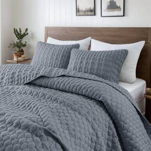 lot 19105 image: WDCOZY Blue Quilt King Size Bedding Sets with 2 Pillow Shams, Lightweight Soft Bedspread Coverlet, Quilted Blanket Thin Comforter Bed Cover for All Season, 3 Pieces, 104x90 inches