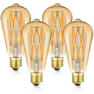 lot 19112 image: Leools Vintage Amber LED Edison Bulb Dimmable 12W, 100W Equivalent Antique Style Filament Light Bulbs,Amber Glass, Warm White 2500K, 1200LM, E26 Base, Decorative, 360 Degrees Beam Angle, Pack of 4.