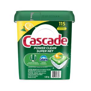 lot 19114 image: Cascade Power Clean Dishwasher Detergent ActionPacs, 115-count