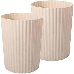 lot 19124 image: JiatuA Small Trash Can Plastic Wastebasket Round Garbage Container Bin for Bathroom, Kitchen, Bedroom, Home Office, College Dorm, Beige 2 Pack