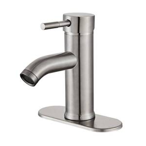 lot 19126 image: Bathroom Sink Vanity Faucet Single Handle Brushed Nickel Modern RV Faucet Deck Mount 1 Hole or 3 Holes