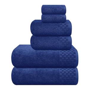 lot 19147 image: MyOwn Premium Cotton 6 Pack Towel Set for Bathroom, Contains 2 Bath Towels 28x55 inch, 2 Hand Towels 16x24 inch & 2 Wash Coths 12x12 inch, Ideal Everyday use, Compact & Lightweight - Navy Blue