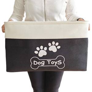 lot 20153 image: CPAKOWLGOO Large Dog Toy Basket Collapsible Dog Toy Box Shape Keeping Rectangle Dog Toy Bin for Pet Toys, Accessories