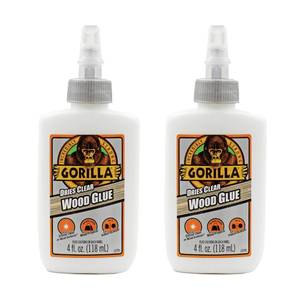 lot 20164 image: Gorilla Dries Clear Wood Glue, 4 Ounce Bottle (Pack of 2) - Water Resistant for Indoor or Outdoor Projects and Repairs (One Bottle Slightly Used)