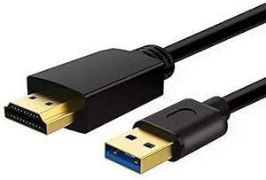 lot 20170 image: Jofnaylr USB to HDMI Adapter Cable 6.6FT, USB to HDMI Cable Male to Male Full 1080P HD Display Cable Audio Video Converter Cord for PCLaptop to MonitorHDTVProjector (Only for Windows)