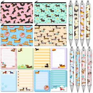 lot 20190 image: Eaasty 20 Pieces Dachshund Gift Set Sticky Notes with Pens, Pencil Bags Makeup Bags Animal Lover Gift, 3 x 4 Inches Cute Note Pads, Funny 1.0 mm Ballpoint Pens, Office Supplies for Women