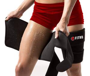 lot 20195 image: Fitru Premium Thigh Trimmers for Men & Women - Body Wrap Sauna Waist Trainer for Your Legs (Black, XL 35 X 9)