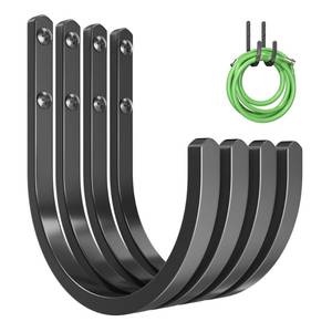lot 20212 image: Garden Hose Holder Wall Mount - Aluminum Hose Hanger for Outside, Durable Wall-Mounted Hose Holder for Garden & Outdoor Use��4 Hooks��