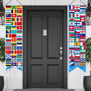 lot 20222 image: Tatuo 2 Pcs International World Flags Decorations World Bunting Porch Sign Banner Country Flag Soccer Party Supplies Sports Events Bar Sports Clubs Birthday Party Classroom Decoration (Nations)