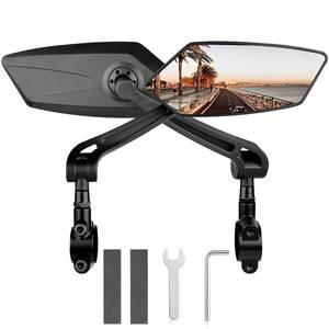 lot 20234 image: 2 Pack Bike Mirrors,eBike Handlebar Mirror,360° Adjustable and Rotatable Safety Bicycle Rear View Mirrors, Scratch Resistant Glass Lens,Bicycle Universal Fit Accessories (LEFT HAND MIRROR ONLY)