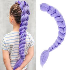 lot 20238 image: Getgal 28 Inch Purple Braiding Hair Ponytail 120G Pre Styled Braid Hair Professional Purple Hair Extensions Ponytail Synthetic Costume Cosplay Braids Hair (28 Inch)
