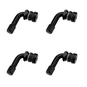 lot 20245 image: Motoforti 4pcs Metal 90 Degree Valve Stem Vacuum Tyre Valve Stem Extension Extenders Adapter for Car Motorcycle Black
