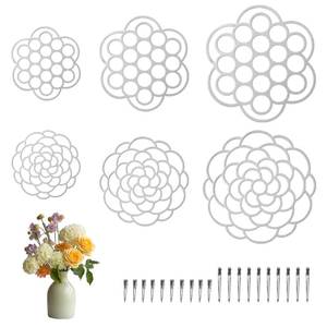lot 20253 image: OYEFLY 6Pcs Flower Arrangement Holder,Metal Floral Grid Used for Vase Flower Arrangement Art (4in5in6in6)