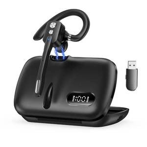 lot 20258 image: Bluetooth Headset, Wireless Bluetooth Earpiece with Dual-Mic & Noise Canceling, Single Ear Headset with Mute for Business, Remote Work, V5.3 Hand-Free headset for iOS Android Cell Phone (Black)