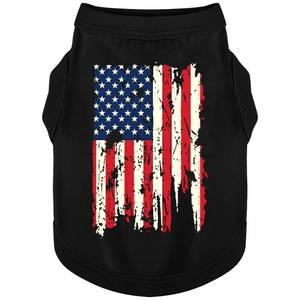 lot 20271 image: American Battle Damaged Flag Inspired Cotton Dog Vest Perfect Dog Shirt, Ideal Tank Top for Everyday Wear, Independence Day Celebrations Crafted Materials for a Cute and Stylish Look Black USA XL