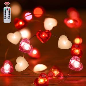 lot 20274 image: Fairy String Lights 10 Feet LED Red Pink White Heart Shaped Twinkle Fairy Lights 8 Modes Battery Operated for Valentine s Day Kids Bedroom Christmas Wedding Indoor Party Decor with Timer