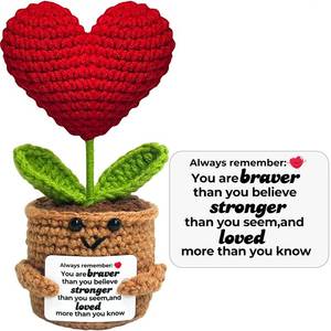 lot 20282 image: Mini Funny Positive Crochet Flower Gifts - Emotional Inspirational Support Gift for Women Men Coworker Friends, Small Birthday Gift Easter Basket Stuffers for Teens Girl Daughter Son