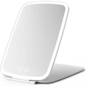 lot 20284 image: NEZZOE Rechargeable Folding Makeup Mirror with LED Lights, 10 x 7 Large Travel Mirror, 3 Lighting Modes, 2000mAh Battery & Magnetic Closure