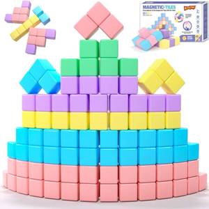 lot 20289 image: 45pcs Magnetic Blocks for Kids Ages 3-5,Magnetic Building Blocks for Toddlers Girl Toys,Creative Sensory Toys 1-3 Magnet Cubes Toys Gifts for 3 4 5 6 7 8 Year Old Boys & Girls Valentines Day Toy