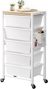 lot 1153 image: White 5-Drawer Rolling Storage Cart