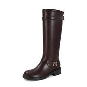 lot 19049 image: SOVANYOU Brown Knee High Riding Boots with Buckle Detail Womens 8.5