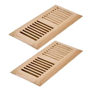 lot 1174 image: Razo 2 Pcs Pack Red Oak Wood Floor Register, Drop in Vent Cover with Damper, 4x10 Inch (Duct Opening), Unfinished