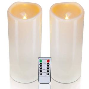 lot 1175 image: Homemory 4 x 10 Large Waterproof Outdoor Flameless Candles, Battery Operated LED Pillar Candles with Remote and Timers for Indoor Outdoor Lanterns, Long Lasting, Dark Ivory, Set of 2