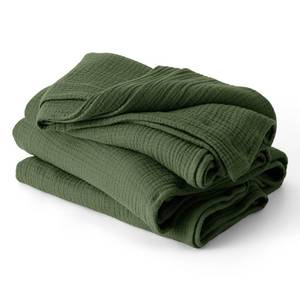 lot 1185 image: Bedsure 100% Cotton Muslin Blanket Queen Size for Bed - 4-Layer Breathable and Lightweight Thin Soft Summer Gauze Muslin Blankets for Adults, Olive Green, 90x90 Inches