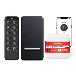 lot 1189 image: SwitchBot Fingerprint Smart Lock for Existing Deadbolt with Keypad and Hub Mini �� Keyless Entry, Password & NFC Card, Auto-Lock, App Control, Alexa Siri Google Compatible