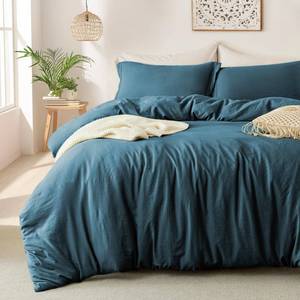 lot 1197 image: MILDLY Super Soft Duvet Cover - 100% Washed Microfiber Peacock Blue Comforter Cover Set 3 Pieces with Zipper Closure & Corner Ties (No Comforter)