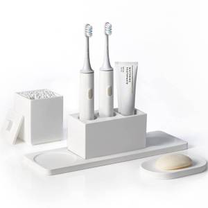 lot 1198 image: AUSAULAC Ceramic Toothbrush Holders for Bathrooms, White Bathroom Accessories Diatomite, Electric Toothbrush Holder Countertop with Toothbrush Holders, Soap Dish Set