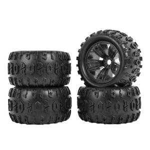 lot 1205 image: RC Station 17mm Hex RC Wheels and Tires 4PCS RC Truck Buggy 3.8 Tires Wheels for 18 110 Scale Arrma Kraton Notorious Outcast Typhon 6S 4S 3S Traxxas Maxx T Maxx Sledge Revo 3.3 Tires Wheels Preglued