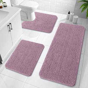 lot 1207 image: OLANLY Bathroom Rugs Sets 3 Piece, Soft Absorbent Chenille Bath Mats and U-Shaped Contour Toilet Rug, Quick Dry, Home Decor Accessories, Bath Mat Set for Bathroom (47x2024x1624x20, Deep Plum)