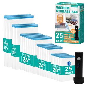 lot 1213 image: Vacuum Storage Bags, Vacuum Seal Space Saver Bags for Clothing, Travel Lugggage, Carry-on, Blankets, Comforters,Pillow, Bedding, 25-EPUMP