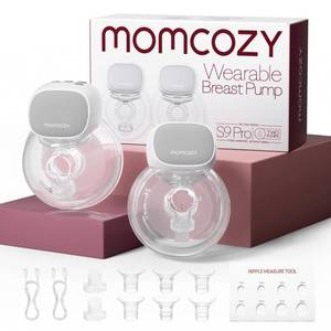 lot 1215 image: Momcozy S9 Pro Upgraded Wearable Breast Pump, Hands-Free Design with Extended Battery Life & LED Display, Double Electric Portable Pump with 2 Modes & 9 Levels, 24mm, 2-Pack, Gray