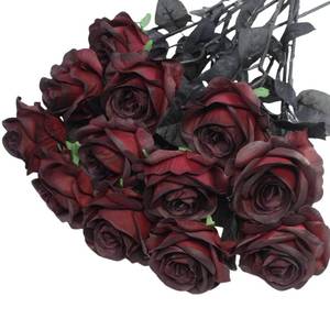 lot 1217 image: Artificial Roses Flowers, 12 Pcs Fake Burgundy Rose in Bulk, Long Stem Realistic Silk Roses Bouquet for Halloween Decoration, Fall Home Decor, Centerpieces, Flower Arrangement (Burgundy, 12-PCS)
