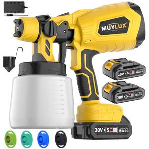 lot 2030 image: Cordless Paint Sprayer with Battery and Charge, 800W Electric Spray Gun with 5 Nozzles and 3 Patterns, Paint Spray for House Painting, Ideal Tool for All House Scenes, 2 Batteries