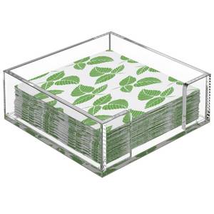 lot 2031 image: MaxGear Acrylic Cocktail Napkin Holder for Table, Clear Guest Towel Holder, Beverage Buffet Paper Napkin Caddy for Bar, Party, Dinner, Kitchen & Dining Room, Bathroom, Perfect for 5 x 5 inches Napkins