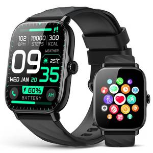 lot 2032 image: Kriutefy Smart Watches Fitness Tracker for Women Men with Step Counter, Sleep Calorie Monitor, Pedometer, IP68 Waterproof, Smartwatch with 120 Sports for iPhone Android (Black)