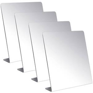 lot 2044 image: Amyhill 4 Pcs Counter Top Mirror Freestanding Single Self-Portrait Mirror Single Sided Acrylic Desk Glass for Tabletop Bedroom Office Bathroom Home Dorm (8.5 x 9 Inch)