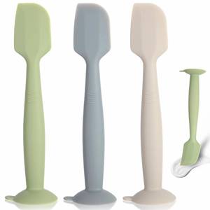 lot 2048 image: MAIKKB Baby Diaper Cream Spatula 3 Pack Diaper Spatulas Soft Silicone Diaper Cream Applicator Baby Butt Paste Spatula Brush with Suction Base,Full Size(GrayOff-whiteGreen