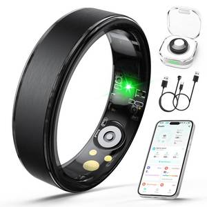 lot 2078 image: Giwbeiv Smart Ring for Women Men, Health Fitness Tracker Ring with Heart RateSleep TrackerBlood OxygenHRVStressCalorieSteps, IP68 Waterproof for iOS & Android, No APP Fees(Black,10#)