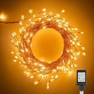 lot 2087 image: Minetom Fairy Lights Plug in, 10Feet 200LED Cluster String Lights, Copper Wire Waterproof Starry Firecracker Lights for Ceiling Bedroom Wreath Window Wedding Christmas Tree Decorations, Warm White